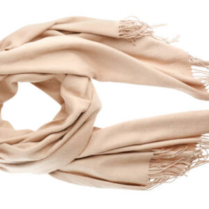 Soft beige scarf isolated white, top view