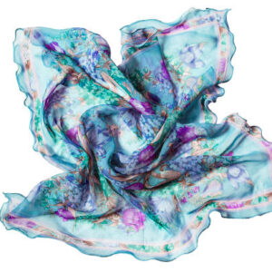 Light blue draped chiffon kerchief isolated on white background