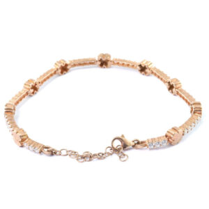 Stone embroidered silver bracelet for women on a white background