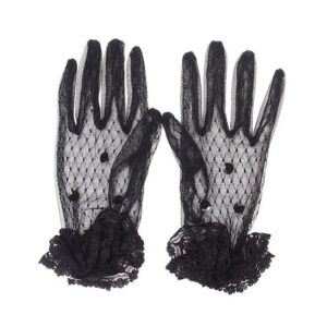 Black gloves with lace on white background